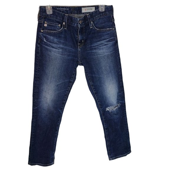 Adriano Goldschmied Ag-Ed Womens 25 Blue Denim Ex-Boyfriend Slouchy Slim Jeans - Picture 1 of 9